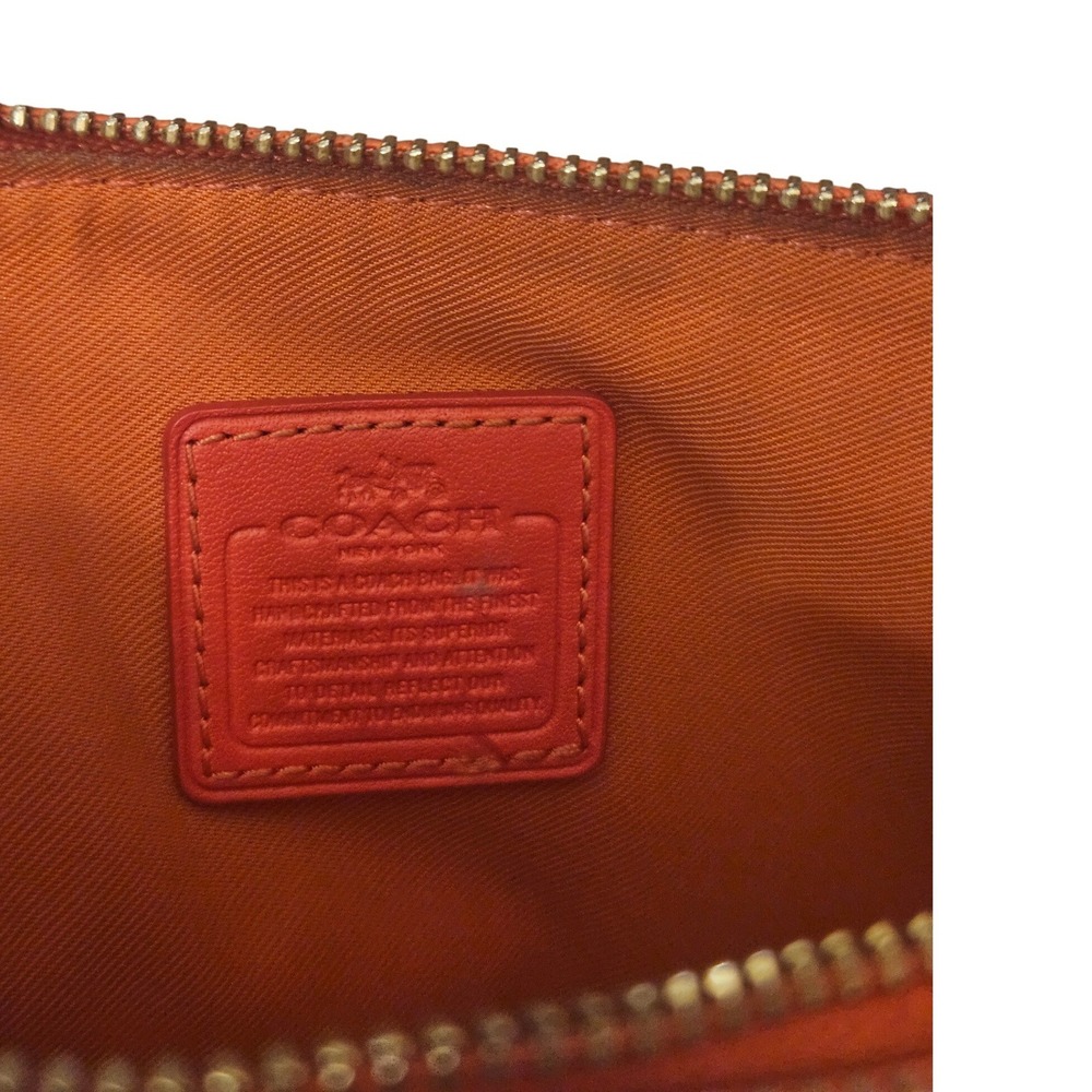 Coach‎ Double Zip Wristlet Orange Pebbled Leather Clutch Bag 87591 - Picture 8 of 8